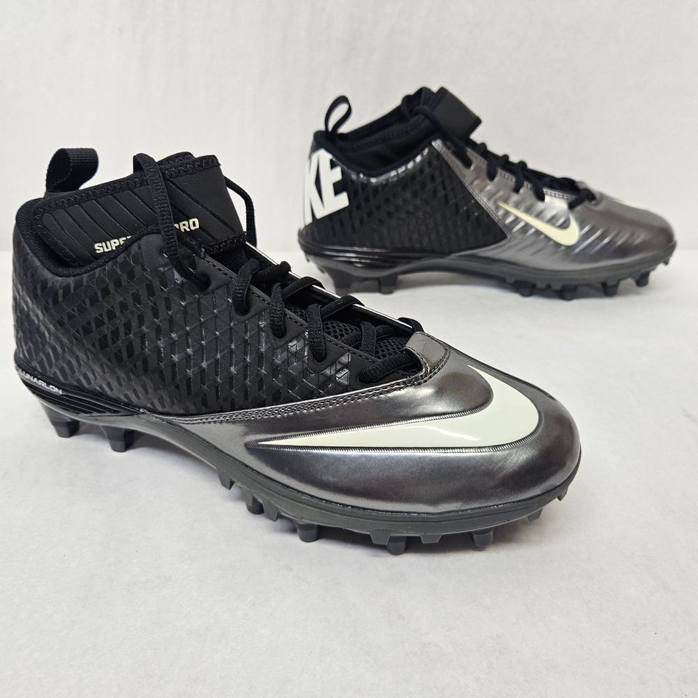 Nike‎ Lunar Super Bad Pro TD Football Cleats 511334-009 Black Silver Mens Size 9